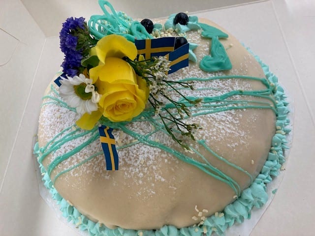 Prinsesstårta i svenska färger från Stuveribaren Uddevalla